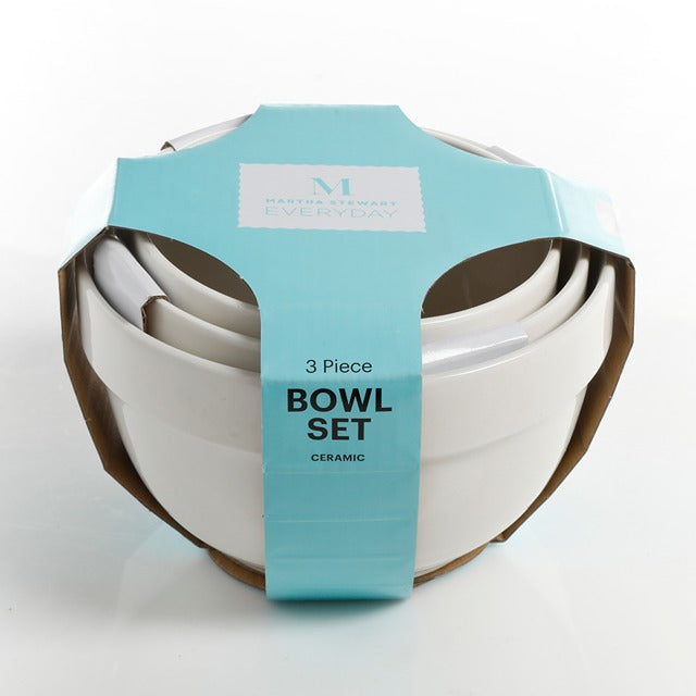 MARTHA STEWART 3PC BOWL SET WHITE