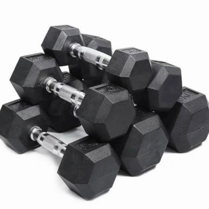 Hexagonal Fixed Rubber Dumbbell