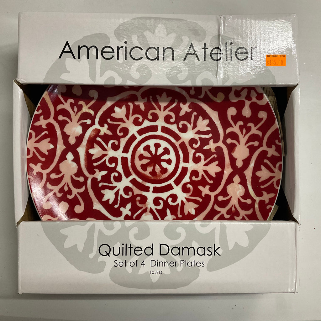 AMERICAN ATELIER QUILTED DAMASK PLATE SET