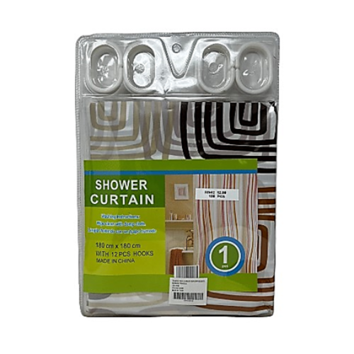 SHOWER CURTAIN W/12 HOOKS