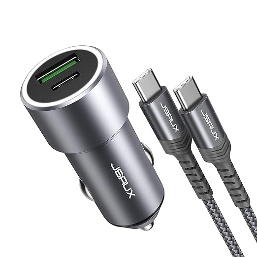 38W DUAL-PORT GREY CAR CHARGER