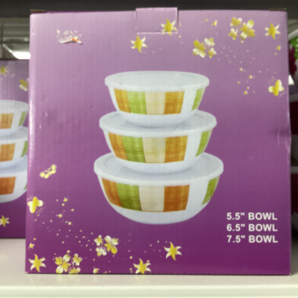 Melamine 3pcs set bowl with cover