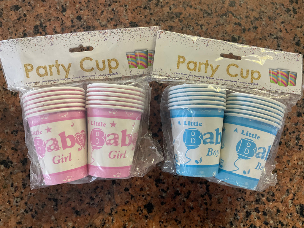 12 PCS BOY / GIRL PAPER PARTY CUPS 9oz