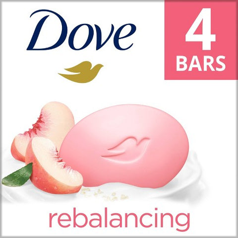 DOVE 4PK SOAP BARS (WHITE PEACH & RICE MILK)