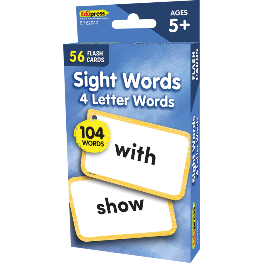 56FLASH CARDS 4 LETTER SIGHT WORDS