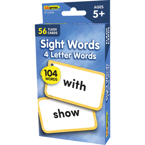 56FLASH CARDS 4 LETTER SIGHT WORDS