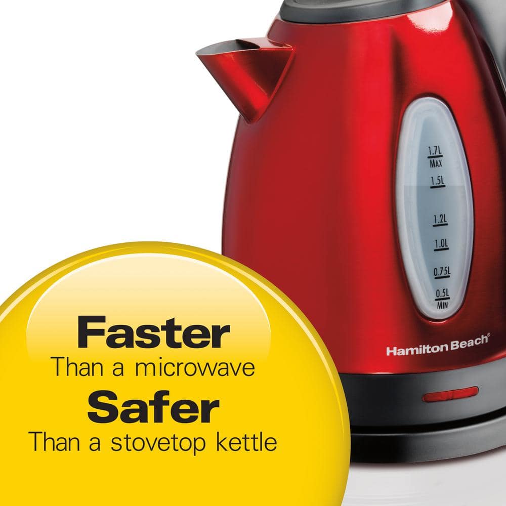 HAMILTON BEACH ELECTRIC KETTLE S/S 1.7 RED