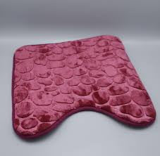 MEMORY FOAM U-SHAPED TOILET MAT(COBBLESTONE)WINE RED JS185065