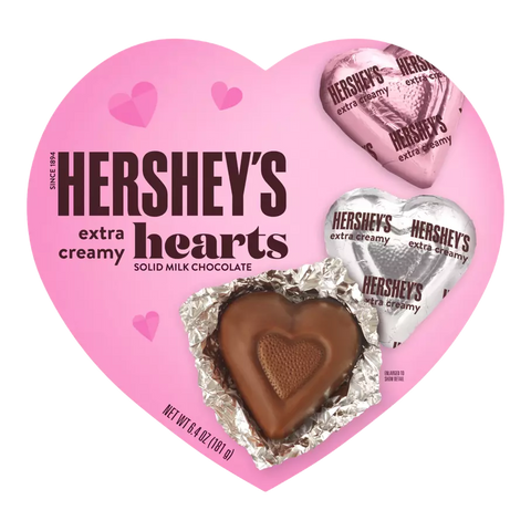 HERSHEY’S EXTRA CREAMY HEARTS SOLID MILK CHOCOLATE