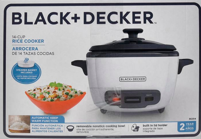 BLACK+DECKER 14-Cup Cooked/7-Cup Uncooked Rice Cooker and Food Steamer,  White, RC514 